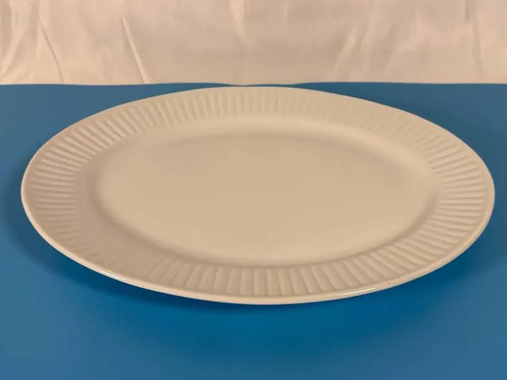 Gibson White Ribbed Edge Oval Serving Platter